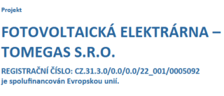 FOTOVOLTAICKÁ ELEKTRÁRNA – TOMEGAS S.R.O.